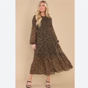 Mink Pink Mira Shirred Midi Dress XS